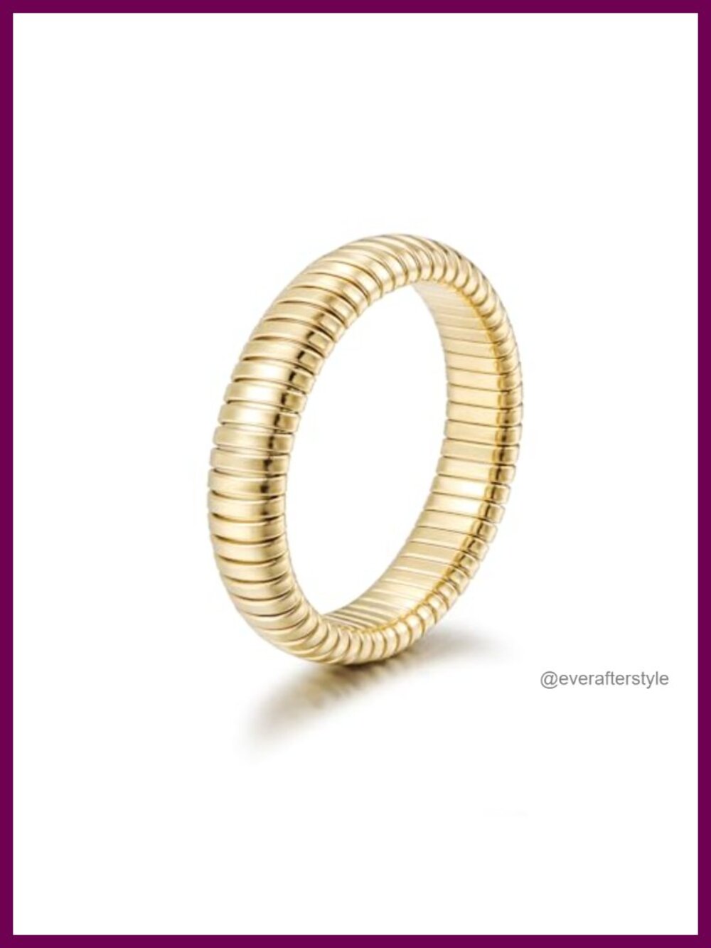 14K Gold Plated Stainless Steel Domed Statement Band Ring for Women Stackable